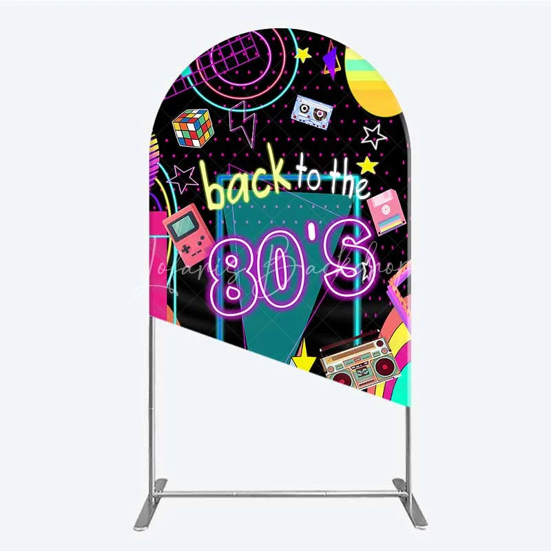 Lofaris Arch Backdrop Back to the 80s Neon Retro Cover Glow Party Graffiti Geometric Chiara Wall Background Birthday Decor