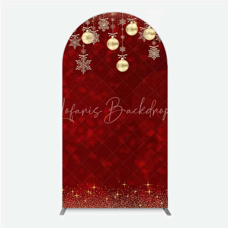 Lofaris Arch Backdrop Christmas Red Gold Ornaments Cover Winter Snowflake Glitter Chiara Wall Background Holiday Party Decor