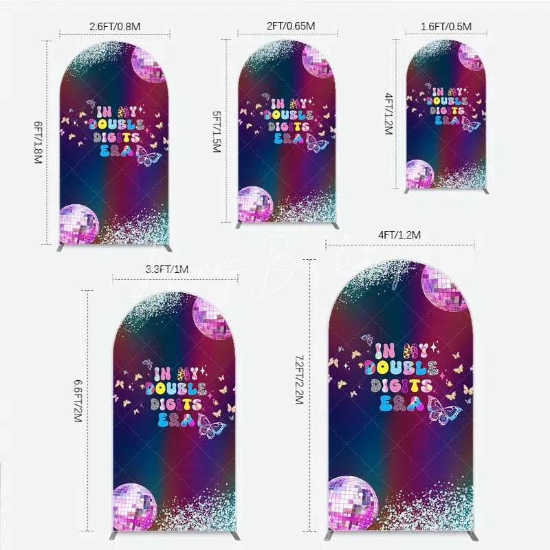 Lofaris Arch Backdrop In My Double Digits Era Groovy Disco Ball Butterfly Birthday Cover