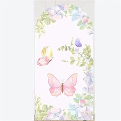 Lofaris Arch Backdrop Pink Watercolor Butterfly Floral Spring Garden Flowers Girl Birthday Cover