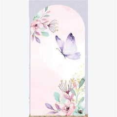 Lofaris Arch Backdrop Pink Watercolor Butterfly Floral Spring Garden Flowers Girl Birthday Cover