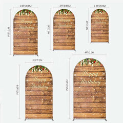 Lofaris Arch Backdrop Rustic Wood Christmas Happy Birthday Cover Winter Pine Tree Light Background Holiday Born Party Decor