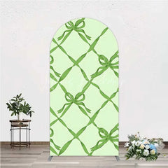 Lofaris Arch Backdrop Sage Green Bow Ribbon Lattice Pattern Party Decoration