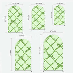Lofaris Arch Backdrop Sage Green Bow Ribbon Lattice Pattern Party Decoration