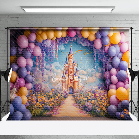 Lofaris Arch Balloon Fairy Floral Castle Cake Smash Backdrop