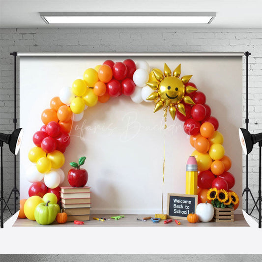 Lofaris Arch Balloons Sun Back To School Photography Backdrop