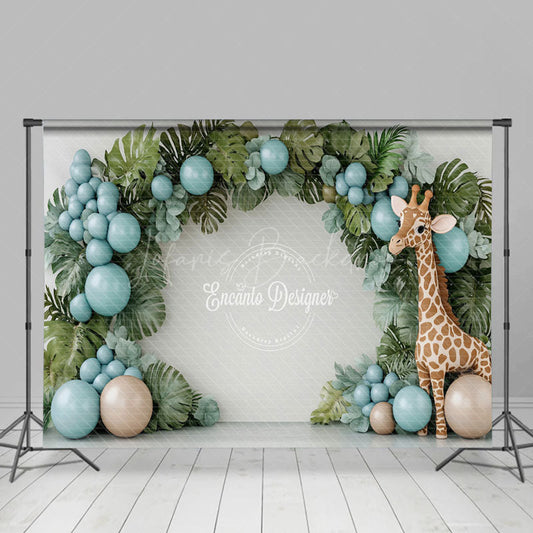 Lofaris Arch Monstera Balloons Giraffe Cake Smash Backdrop