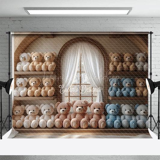 Lofaris Arch Window Shelf Colorful Bear Cake Smash Backdrop