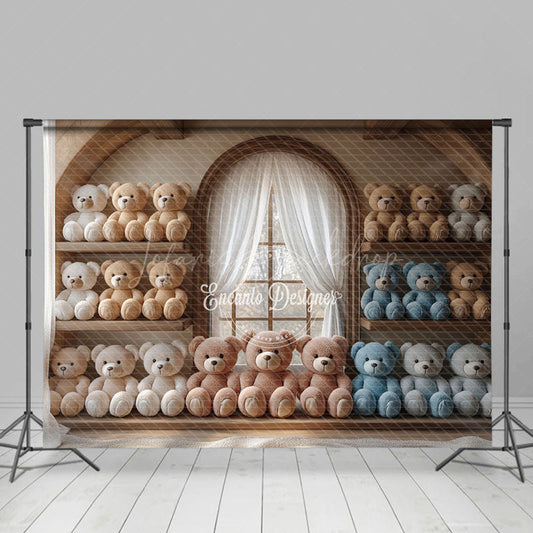 Lofaris Arch Window Shelf Colorful Bear Cake Smash Backdrop