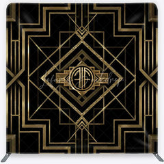 Lofaris Art Deco Gatsby Style Tension Fabric Backdrop Black and Gold Geometric Luxury Party Background