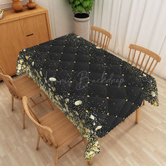 Lofaris Art Deco Tablecloth with Black White and Gold Rhombus Pattern for Elegant 1920s Themed Party Decor