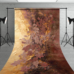 Lofaris Artistic Abstract Floral Textured Sweep Backdrop with Gold and Maroon Tones Elegant Photography Studio Prop