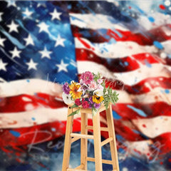 Lofaris Artistic American Flag Photography Backdrop Grunge Splatter Paint USA Banner Background Patriotic July 4th Prop
