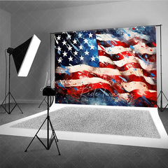 Lofaris Artistic American Flag Photography Backdrop Grunge Splatter Paint USA Banner Background Patriotic July 4th Prop