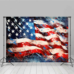 Lofaris Artistic American Flag Photography Backdrop Grunge Splatter Paint USA Banner Background Patriotic July 4th Prop