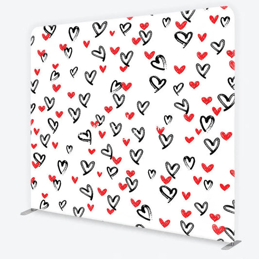 Lofaris Artistic Black and Red Brushstroke Hearts Square Double-Sided Backdrop Romantic Valentine’s Day Celebration Decor