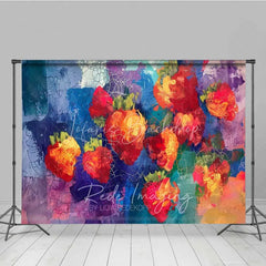 Lofaris Artistic Graffiti Strawberry Wall Photography Backdrop Abstract Paint Grunge Street Art Background
