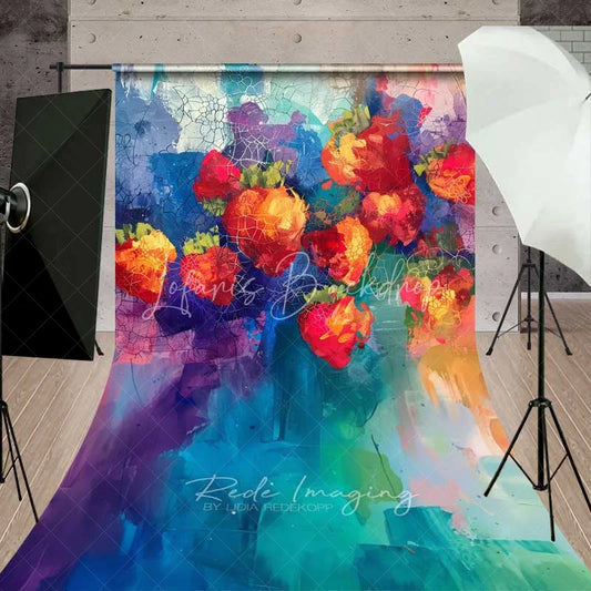 Lofaris Artistic Graffiti Strawberry Wall Sweep Photography Backdrop Abstract Paint Grunge Street Art Photo Background