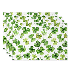 Lofaris Artistic Green Leaves Set of 4 Placemats St. Patricks Day Watercolor Shamrock Dining Table Mats
