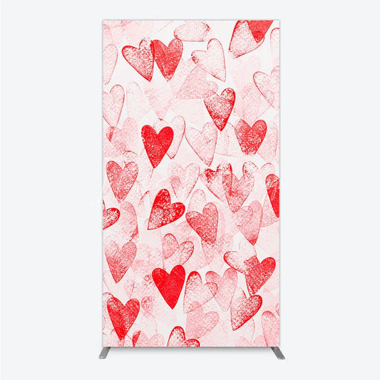 Lofaris Artistic Red and White Textured Hearts Pattern Rectangle Arch Backdrop Romantic Valentine’s Day Party Decor
