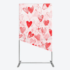 Lofaris Artistic Red and White Textured Hearts Pattern Rectangle Arch Backdrop Romantic Valentine’s Day Party Decor