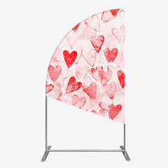 Lofaris Artistic Red Hearts Distressed Pattern Half Moon Arch Backdrop Romantic Valentine’s Day Celebration Decor