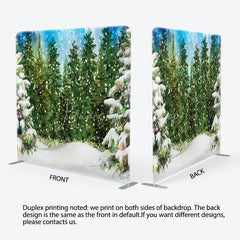 Lofaris Artistic Winter Forest Tension Fabric Backdrop Green Pine Tree Snowing Background Painted Nature Decoration