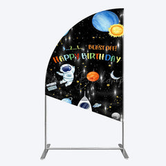 Lofaris Astronaut Galaxy Birthday Bash Off Half Moon Arch Backdrop