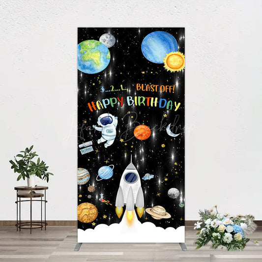 Lofaris Astronaut Galaxy Birthday Bash Off Rectangle Backdrop
