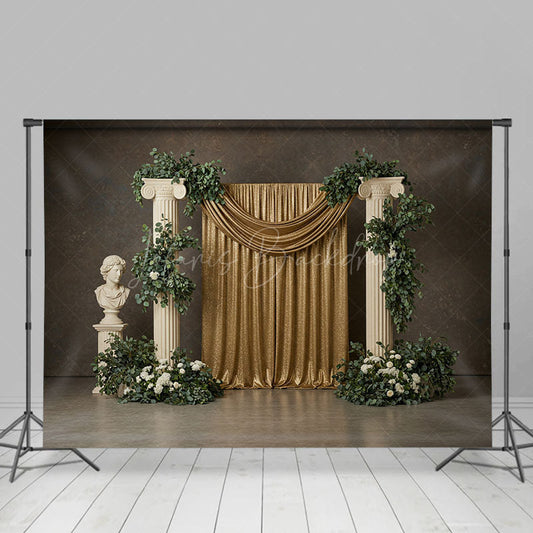 Lofaris Athens Boho Floral Gold Curtain Wedding Backdrop