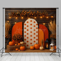 Lofaris Autumn Boho Halloween Pumpkins Room Set Backdrop