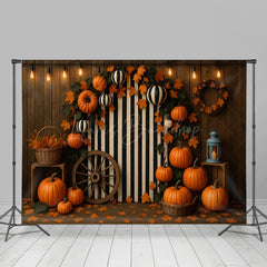 Lofaris Autumn Boho Halloween Pumpkins Room Set Backdrop
