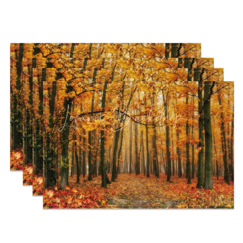 Lofaris Autumn Falling Leaves Set of 4 Placemats for Fall Thanksgiving and Seasonal Dining Table Decor