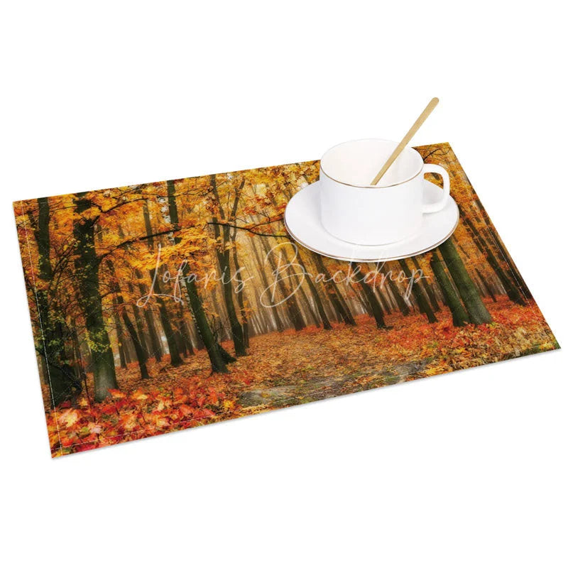 Lofaris Autumn Falling Leaves Set of 4 Placemats for Fall Thanksgiving and Seasonal Dining Table Decor