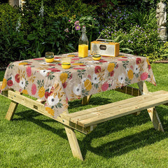 Lofaris Autumn Floral Rectangle Tablecloth Red Yellow and White Flowers Rustic Fall Harvest Dining Table Decor