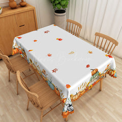 Lofaris Autumn Gnome Tablecloth with Pumpkins and Fall Leaves for Rustic Thanksgiving Harvest Decor