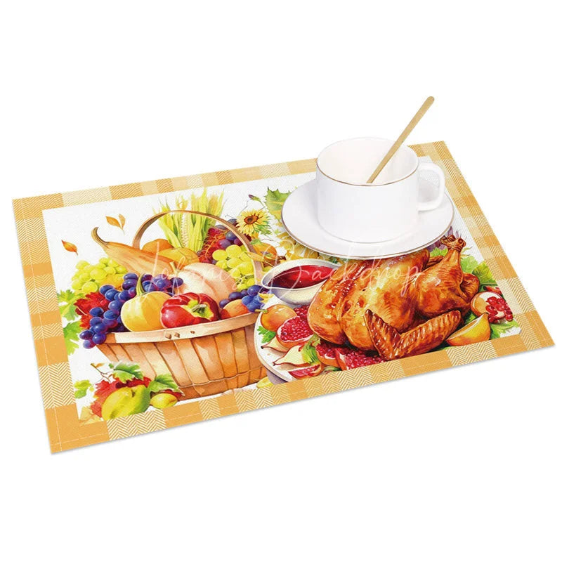 Lofaris Autumn Harvest Sunflower Set of 4 Placemats Yellow Floral Decor for Rustic Farmhouse Thanksgiving Table