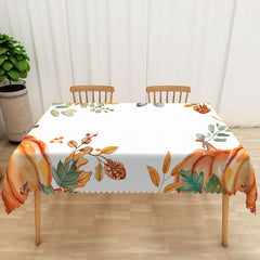 Lofaris Autumn Harvest Tablecloth with Pumpkins and Maple Leaves for Rustic Thanksgiving Fall Seasonal Decor