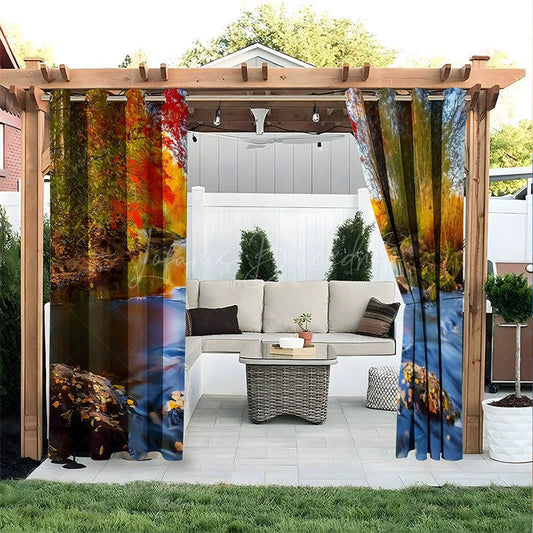 Lofaris Autumn Landscape Waterproof Printed Outdoor Curtains