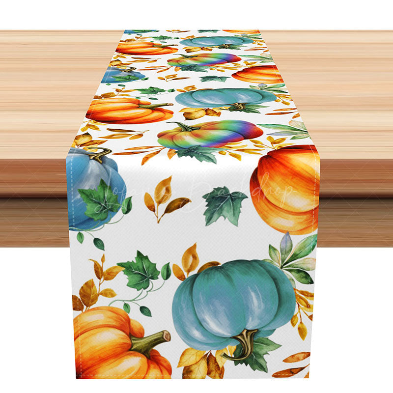 Lofaris Autumn Leaves and Pumpkins Table Runner Rustic Fall Harvest Decor Modern Farmhouse Thanksgiving Kitchen