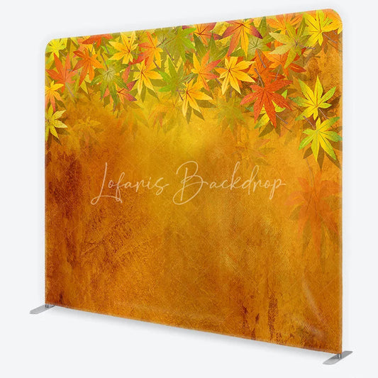 Lofaris Autumn Maple Leaves Tension Fabric Backdrop Golden Grunge Texture Foliage Background Seasonal Portrait Photography Prop