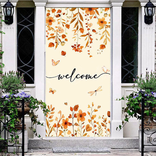 Lofaris Autumn Maple Leaves Welcome Thanksgiving Door Cover