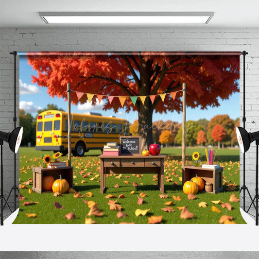 Lofaris Autumn Outdoors Welcome Back To School Photo Backdrop