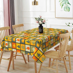 Lofaris Autumn Pumpkin Checkered Rectangle Tablecloth Fall Harvest Orange Yellow Plaid Thanksgiving Holiday Kitchen Decor