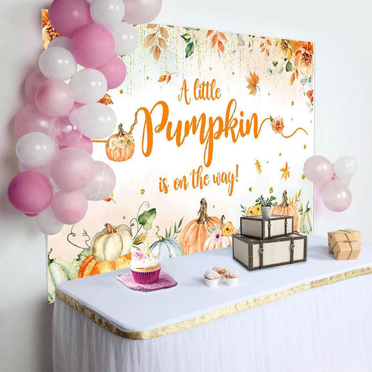 Lofaris Autumn Pumpkin Floral Harvest Baby Shower Backdrop