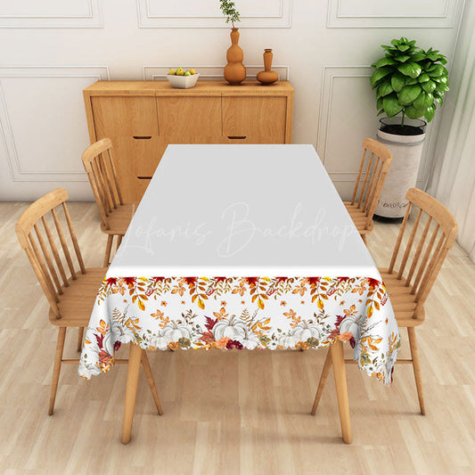 Lofaris Autumn Pumpkin Patch Rectangle Tablecloth with Fall Leaf Pattern for Thanksgiving and Harvest Dinner