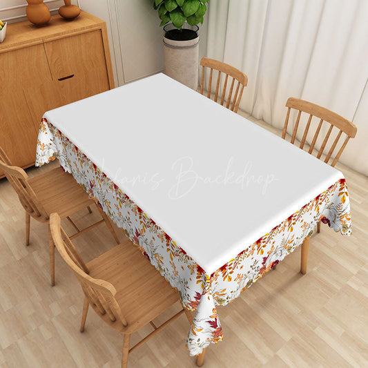 Lofaris Autumn Pumpkin Patch Rectangle Tablecloth with Fall Leaf Pattern for Thanksgiving and Harvest Dinner