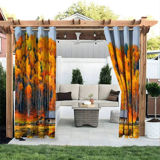 Lofaris Autumn Rural Farm Waterproof Printed Outdoor Curtains