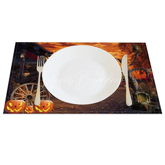 Lofaris Autumn Scarecrow and Fallen Leaves Set of 4 Placemats for Fall Harvest Thanksgiving Farmhouse Decor