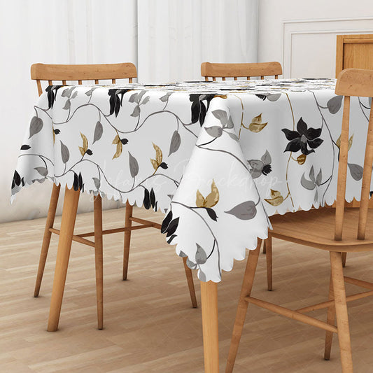 Lofaris Autumn Vibe Rectangle Tablecloth with Abutilon Flower Drawings for Elegant Fall and Thanksgiving Dining